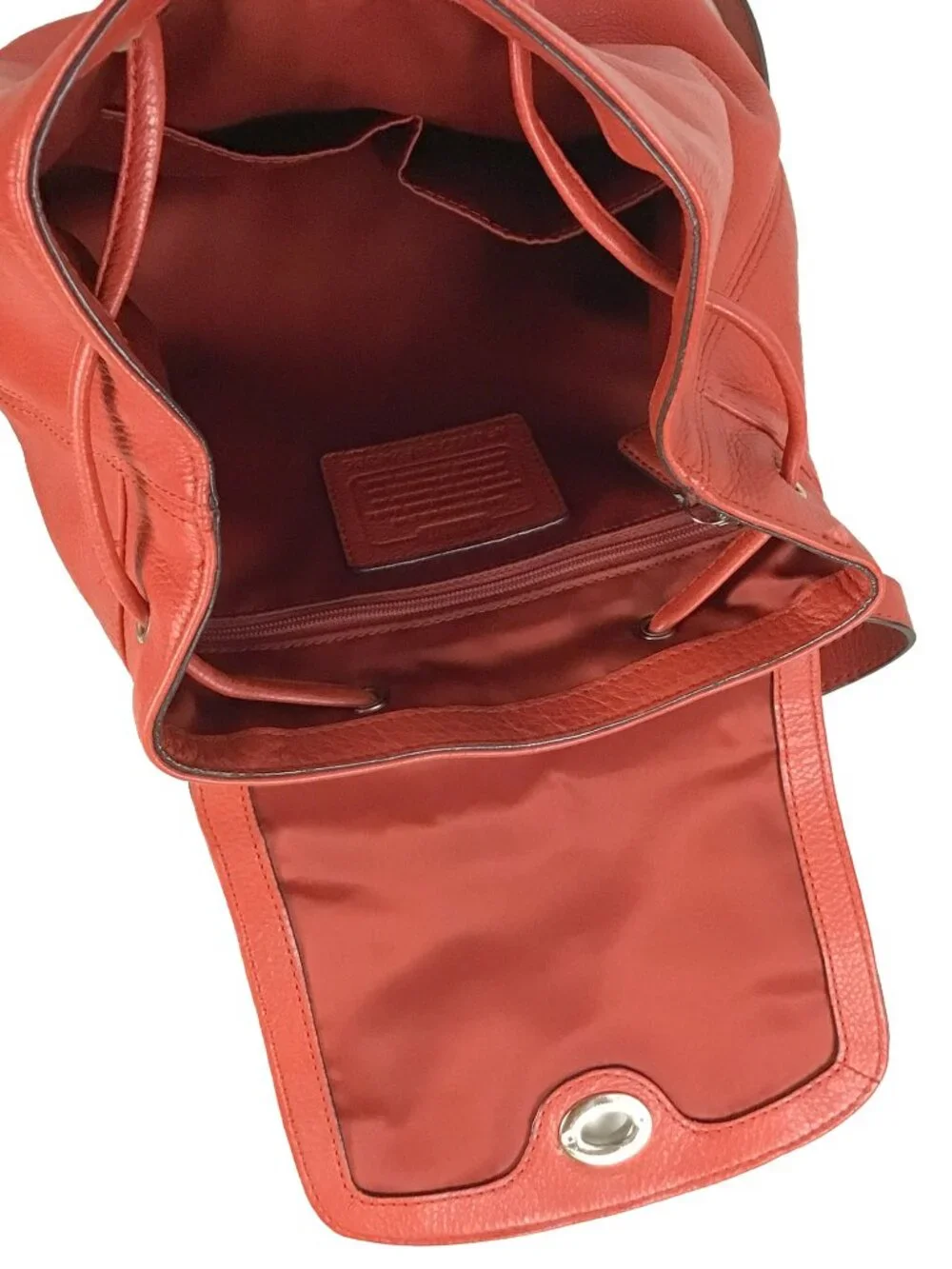 Coach Park Red Pebbled Leather Turnlock Sling Backpack